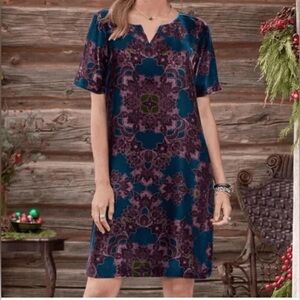 Sundance Nomi Velvet Velour Silk Blend Shift Dress Size XS